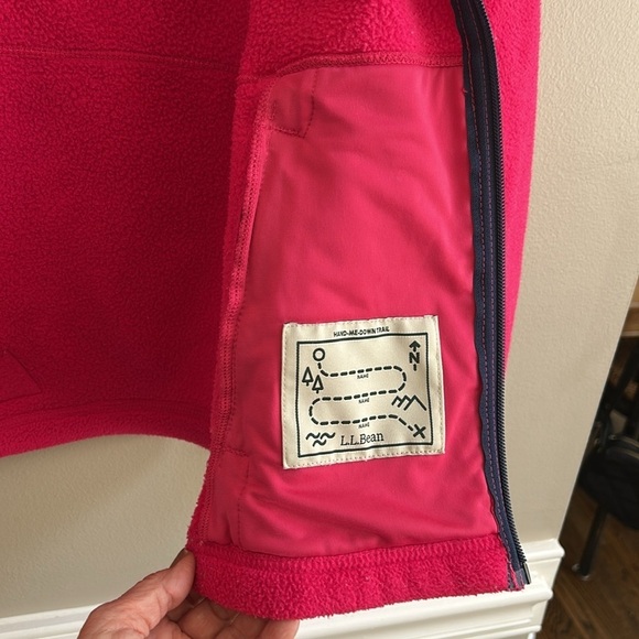 L.L. Bean Girls Fleece Zip Up Jacket Fuschia Size Large - Picture 9 of 10